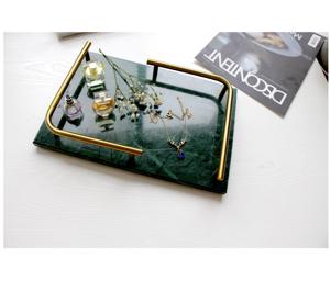 AK ถาดแก้วทองเหลืองทรงสี่เหลี่ยมถาดโลหะทำจากเงินถาดเสิร์ฟตกแต่งสำเร็จรูปสำหรับตกแต่งโต๊ะสำเนียง/ของตกแต่งโรงแรม - Product Image 2