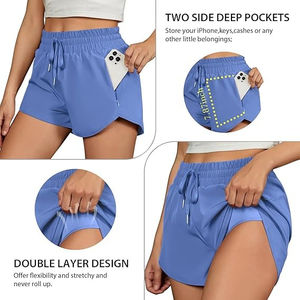 Corte totalmente personalizado Cruz de secado rápido Slim Fit Gym Fitness Mujeres Levantamiento Deportes Short mujeres gimnasio corto pantalones cortos de mujer - Product Image 4