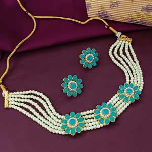 ชุดเครื่องประดับแบบอินเดียสำหรับผู้หญิงชุดเครื่องประดับสำหรับเจ้าสาวทำจากคริสตัลไข่มุกเทียมแบบดั้งเดิม - Product Image 2