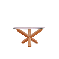 Table à manger ronde en verre moderne et élégante Meubles de maison convertibles élégants avec un design élégant pour la décoration de la maison Métal Teakwood