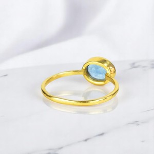 Kyanite cuarzo piedra preciosa forma ovalada 8x10 MM anillo chapado en oro anillos finos joyería para mujeres plata banda lisa anillos personalizados - Product Image 4