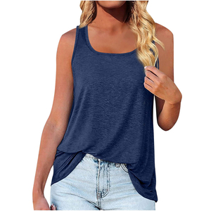 Service OEM débardeur athlétique grande taille pour femmes couleur unie col carré sans manches coupe ample tricoté chemise de plage décontractée - Product Image 5