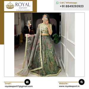 Muy en demanda Calidad de primera calidad Nuevo diseñador Organza Impreso Lehenga Choli con trabajo de bordado al precio más bajo - Product Image 4