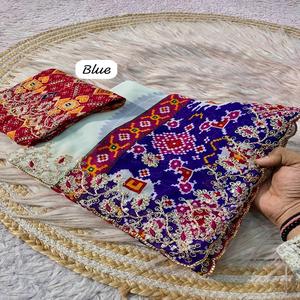 Sari en mousseline de soie pure de qualité supérieure pour femmes, plusieurs couleurs, travail de pallu pita, bordure butti, fabriqué en Inde - Product Image 1