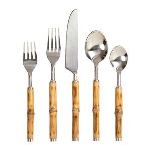High Grade 430 Reusable Abs Handle Cutlery Set Spoon Fork <b>Steak</b> Knife Stainless Steel Wooden Like Flatware Set - Product Image 4