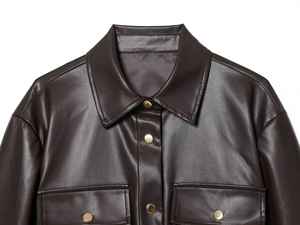 Veste de moto en cuir véritable respirant en coton noir à manches longues pour femmes, nouvelle collection 2025, style personnalité, mode - Product Image 4