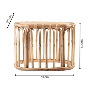 Mesa de comedor ovalada de estilo rústico con base de ratán, diseño natural hecho a mano para interiores de hogar y cafetería - Product Image 6