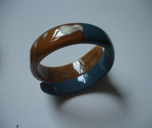 Aquamarine Lacquered Eco-Friendly <b>Love</b> Cut Horn Cuff <b>Bracelet</b> Handmade Buffalo Horn Open Cuff Modern Statement Fashion Jewelry - Product Image 4