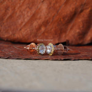 OEM ขายส่ง1.0 CT รอบตัดห้องปฏิบัติการปลูกเพชร Halo STUD ต่างหู CVD ได้รับการรับรองของขวัญครบรอบปีที่ทองสีเหลือง - Product Image 2