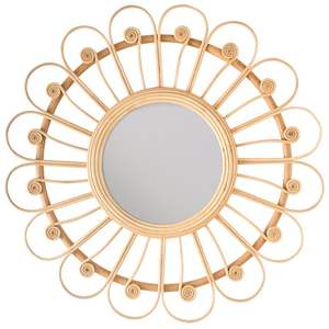 Miroir en rotin Usine Vente en gros Miroir mural rond suspendu en rotin Miroirs de maquillage muraux suspendus - Product Image 6