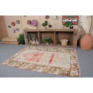 พรมสไตล์ตุรกีโบราณ5.8ft เบจแดง X 3.7สำหรับติดทางเดินห้องนอนยางสำหรับห้องนั่งเล่น - Product Image 2