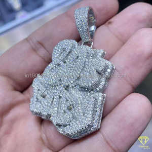 Declaración de lujo Hip Hop Street Style VVS Lab Grown Diamond 60s Colgante Frase personalizada Hombres Bling Rapper Charm - Product Image 4