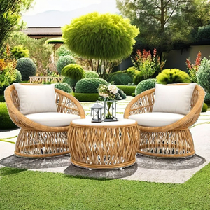 Ensemble complet de meubles en rotin faits à la main Design scandinave écologique pour la maison appartement hôtel villa salon extérieur - Product Image 2