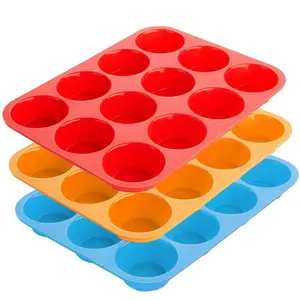 Molde de silicone redondo para bolo de chocolate, mousse antiaderente para assar bolo com 12 furos