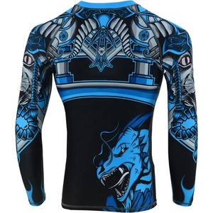 เสื้อรัดกล้ามเนื้อผู้ชายสำหรับ BJJ MMA แขนยาว พิมพ์ลายตามสั่ง OEM แบบระเหิดสีด้วยความร้อน โพลีเอสเตอร์/ไนลอน คุณภาพสูง ขายส่ง - Product Image 4