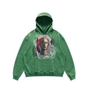 Baby Pink Color Acid Wash Calidad Premium Transpirable a prueba de viento Calentamiento sobre tamaños Pullover Hoodie Hombres - Product Image 6