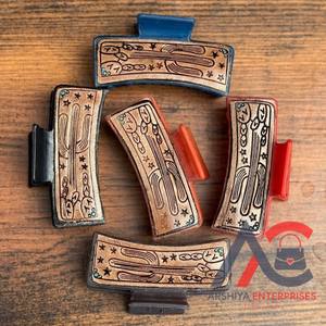 New Arrival Hot Selling Western Stylish Handmade Tooled Engraved Leather Hair Claw Clips Leather Claw Hair Accessories for Women - Product Image 1