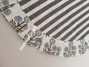 Modern Floral Reversible Placemats Hand Block Print Frill <b>Edge</b> Reusable Disposable Dining Table Decor for Home Events Weddings - Product Image 5