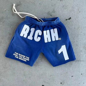 Nouveau design, shorts décontractés personnalisés, style streetwear, vintage, en toile de coton délavée, effet soleil, imperméables, respirants, avec cordon de serrage, pour hommes - Product Image 6