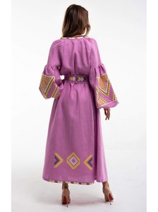 Vente en gros bon marché robes longues maxi personnalisées broderie florale de créateur ukrainien longueur au sol modèle de vêtements à la mode plissés - Product Image 4