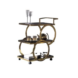 Carrito de servicio de metal moderno y elegante para uso en hoteles y restaurantes, ideal para alimentos, bebidas o servicio de habitaciones - Product Image 2