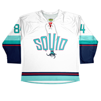 Jersey Hoki Es Desain Kustom OEM, Bendera Cetak Kustom, Nama/Nomor Tackle Twill Kustom, Warna Kustom, Logo untuk Klub, Tim, Liga