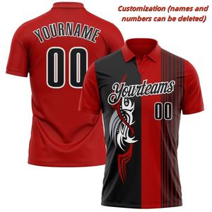 Botón de calle de verano de manga corta con estampado 3D de nombre personalizado para hombres para Polos, Camisetas de solapa con patrón geométrico colorido - Product Image 5