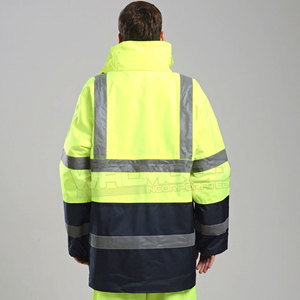 Chaqueta impermeable de alta visibilidad de invierno desmontable con ropa de trabajo de seguridad reflectante multibolsillos para seguridad y protección contra la lluvia PK - Product Image 3