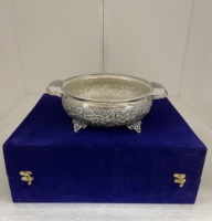 Bol décoratif Uruli gravé à la main en argent allemand, artisanat indien, décoration de la maison, centre de table, cadeaux de mariage