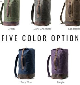 Sac de week-end en toile et cuir ciré personnalisé personnalisé Sac polochon à la mode avec fermeture à glissière - Product Image 3