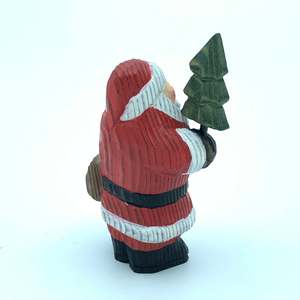 Statuetta di Babbo Natale in Legno Intagliato a Mano Regalo di Buon Natale Figurina Natalizia in Legno Intagliato e Giocattoli - Product Image 1