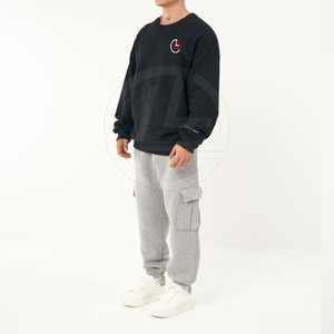 Chándal holgado de gran tamaño para hombre con pantalones de cintura con cordón y diseño de sudadera relajada, chándal informal holgado para hombre - Product Image 3