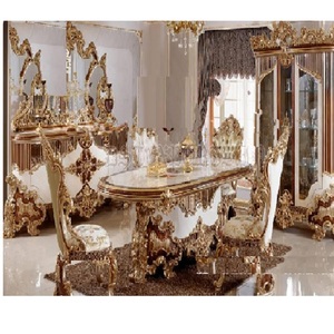 Juego de mesa de comedor de lujo de estilo americano, muebles de comedor de talla profunda de lujo, mesa de comedor real tallada a mano Victoriana - Product Image 1