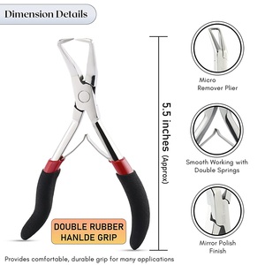 Alicates con mango de goma doble Alicates de extensión Abrazaderas Alicates de extensión de cabello Herramienta de abridor de anillo Acero inoxidable - Product Image 4
