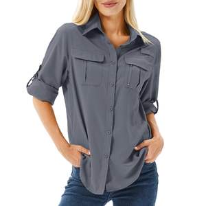 Camisa de pesca de manga larga suave de alta calidad OEM/ODM para mujer, tela absorbente, protección solar, camisas informales con botones - Product Image 1