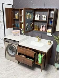 Modern Customized Fluted Simple Style of Double Drawer CoffeeBathroom <b>Cabinet</b> with Double Drawer Sintered Stone Basin Mirror Cab - Product Image 6