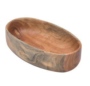Bols ovales de service de nourriture et de salade en bois fabriqués à la main classiques pour la vaisselle à la maison et à l'hôtel - Product Image 4