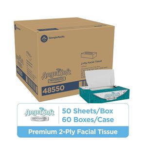 Pañuelos Faciales Angel Soft Serie Profesional de 2 Capas, 5.6" x 7.2", 50 Hojas/Caja, 60 Cajas/Caja Grande (48550) - Product Image 3