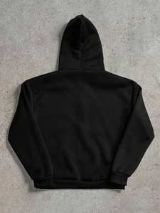 Sudadera con capucha negra con doble cremallera para hombre, ropa de calle, sudadera con cremallera completa de lana pesada, chaqueta con capucha personalizada con cremallera frontal de doble metal al por mayor - Product Image 2