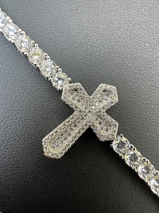 Bracelet croix en argent sterling 925 serti de diamants Moissanite VVS, style Hip Hop Tennis, bracelet de luxe tendance - Product Image 4