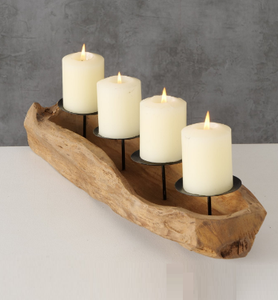 Portavelas de madera flotante con acabado marrón de tamaño mediano, decoración del hogar, candelabro de madera decorativo para Hotel y mesa, decoración de Navidad - Product Image 6