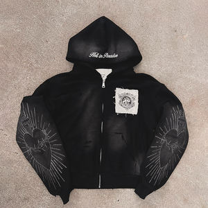 Hip Hop Heavyweight 100% algodón polar de gran tamaño Vintage ácido lavado Sudadera con capucha logotipo personalizado sudaderas con capucha para el invierno - Product Image 1