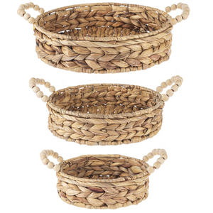 Vente en gros de plateau de service en osier et bambou de luxe avec poignées biodégradable article de rangement décoratif pour la maison produit de qualité supérieure - Product Image 2