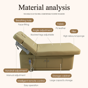 מיטת טיפולים חשמלית מודרנית לספא - שלט רחוק להרמה כוללת, חימום בטמפרטורה קבועה, מיטת יופי מקצועית לטיפולים - Product Image 2