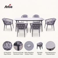 Mobilier d'extérieur moderne de luxe Artie Ensemble de salle à manger de jardin en aluminium Ensembles de patio avec porte Table à manger d'extérieur avec chaises