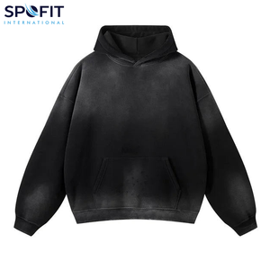 Sudadera con capucha de lavado de piedra en blanco Sudadera con capucha lavada con ácido personalizada Sudadera vintage Sudaderas con capucha desgastadas con serigrafía Tasa de venta completa - Product Image 3