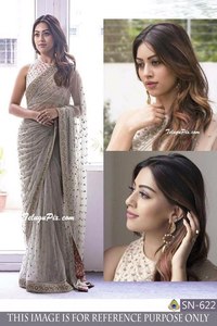 Sari Informal Indio de Seda Banarasi con Trabajo de Tejido para Mujer y Novia (Blusa Incluida) - Product Image 2