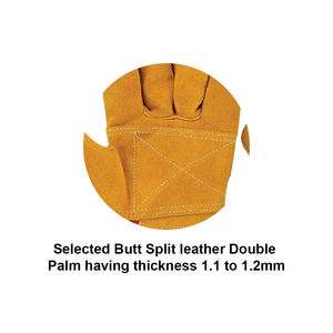 Guantes DE TRABAJO resistentes más vendidos Rojo Amarillo Cuero dividido Doble Palma Protección PPE Entornos DE TRABAJO duros Guantes de seguridad - Product Image 5