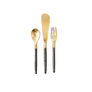 Juego de cubiertos de metal de alta calidad en chapado en oro Nuevo juego de cubiertos con mango recubierto de negro Nuevo juego de queso de metal Nuevo diseño Cubiertos - Product Image 1