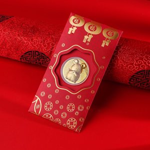 Sobre de dinero de la suerte laminado de terciopelo de año dragón personalizado paquete rojo de sello caliente para banco - Product Image 6